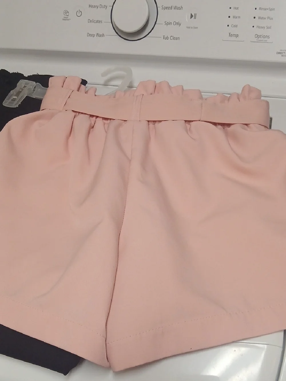 ​Dizzy Lizzy Pink Paperbag Waist Shorts S High Rise Belted Blush Ruffle Pockets